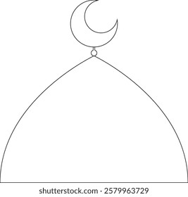 Arched Black Outline Mosque Domes with Crescent Moons