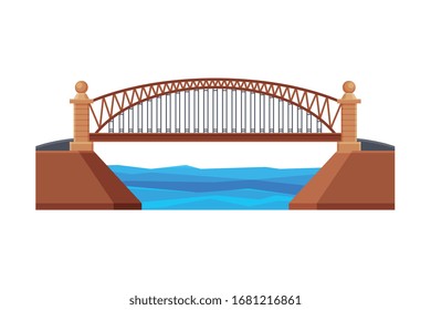 Arched Bridge, Architectural Design Element, Urban Construction Flat Vector Illustration