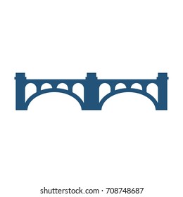 Arched bridge with columns silhouette vector illustration icon isolated