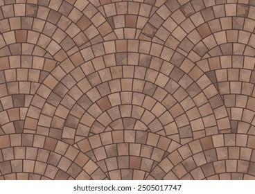 Arched cobblestone pavement background watercolor brown