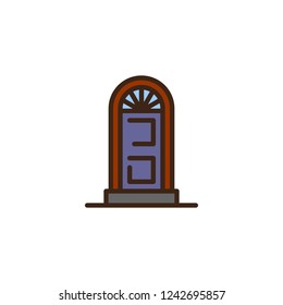 Arched door filled outline icon, line vector sign, linear colorful pictogram isolated on white. Home door symbol, logo illustration. Pixel perfect vector graphics