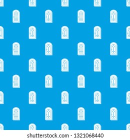 Arched door pattern vector seamless blue repeat for any use