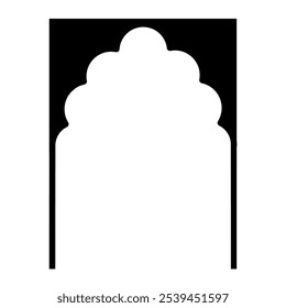 Arched Door or Window Architectural Frame, Indian Classical Style Door and Window Architectural Icon, Door Frame Icon
