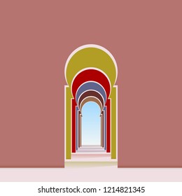Arched doorway and corridor from a mosque