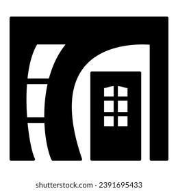 Arched doorway entrance solid icon, interior design concept, arch doorway front door vector sign on white background, glyph style icon for mobile concept and web design. Vector graphics.