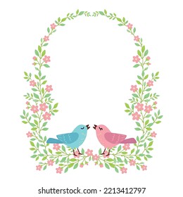 Arched floral gate frame with love birds