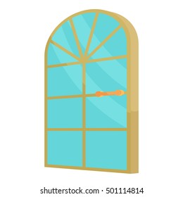 Arched glass door icon. Cartoon illustration of door vector icon for web design