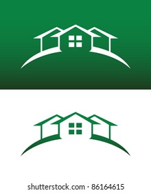 Arched Green House Icon with Window Vector Both Solid and Reversed.