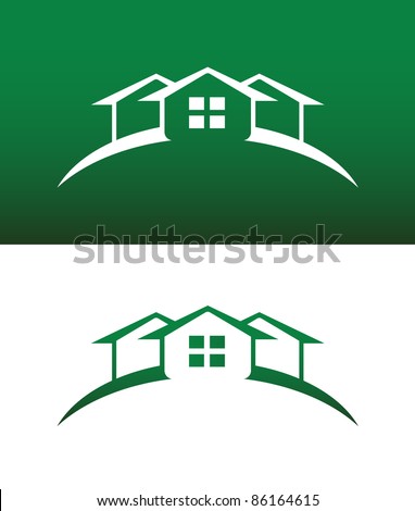 Arched Green House Icon with Window Vector Both Solid and Reversed.