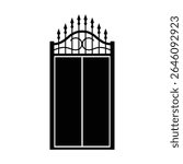 Arched iron gate vector icon and symbol design