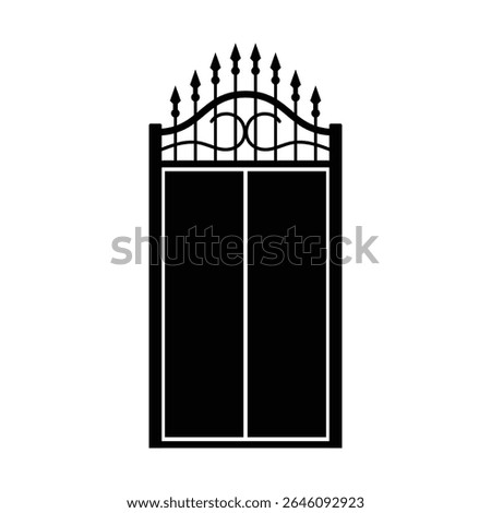 Arched iron gate vector icon and symbol design