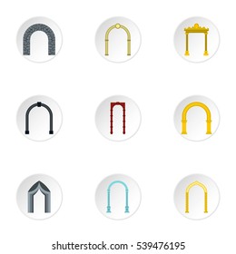 Arched openings icons set. Flat illustration of 9 arched openings vector icons for web
