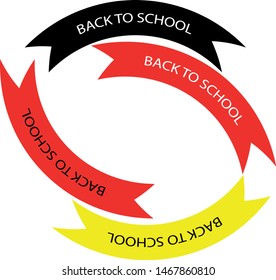 
arched ribbons of red, yellow, black color with the inscription "back to school"