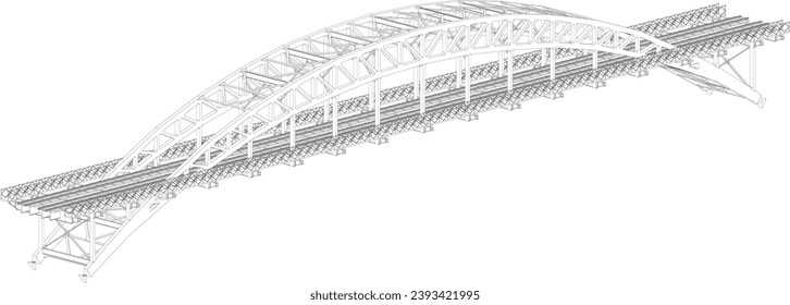 Arched superstructure of a double-track railway bridge