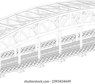 Arched superstructure of a double-track railway bridge (fragment)