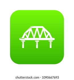 Arched train bridge icon green vector isolated on white background