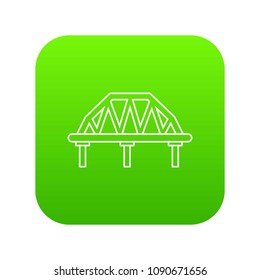 Arched train bridge icon green vector isolated on white background