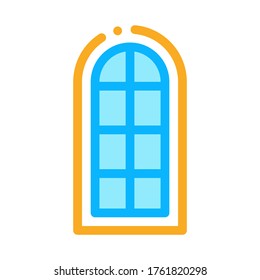 arched window consisting of square glasses icon vector. arched window consisting of square glasses sign. color symbol illustration