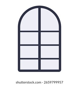 An arched window design features segmented panes, illustrating a minimalist style suitable for contemporary architecture. The clean lines enhance any space with elegance.