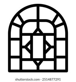 Arched window featuring a geometric pattern, suitable for projects involving architecture, interior design, or historical themes