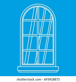 Arched window icon blue outline style isolated vector illustration. Thin line sign