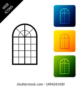 Arched window icon isolated. Set icons colorful square buttons. Vector Illustration