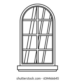Arched window icon in outline style isolated vector illustration