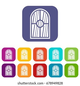 Arched window icons set vector illustration in flat style In colors red, blue, green and other