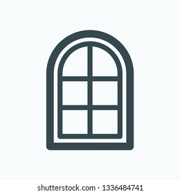 Arched window isolated vector icon, arched sash window linear icon