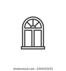 Arched window line icon. linear style sign for mobile concept and web design. Arch window frame outline vector icon. Symbol, logo illustration. Vector graphics