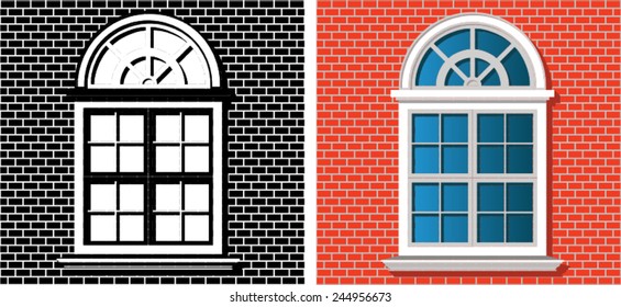 arched window on brick wall