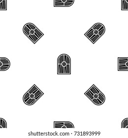 Arched window pattern repeat seamless in black color for any design. Vector geometric illustration