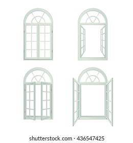 Arched Windows Decorative Icons Set Vector Illustration