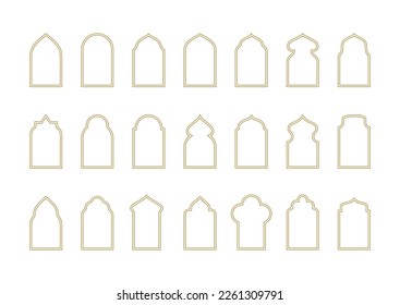 Arched windows. Islamic shapes and templates. Linear window shape. islamic frame. Boho style
