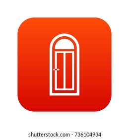 Arched wooden door with glass icon digital red for any design isolated on white vector illustration