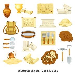 Archeological Tools and Ancient Artifacts for Exploration Vector Set