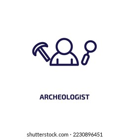 archeologist icon from professions collection. Thin linear archeologist, ancient, archeology outline icon isolated on white background. Line vector archeologist sign, symbol for web and mobile