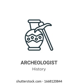 Archeologist outline vector icon. Thin line black archeologist icon, flat vector simple element illustration from editable history concept isolated stroke on white background