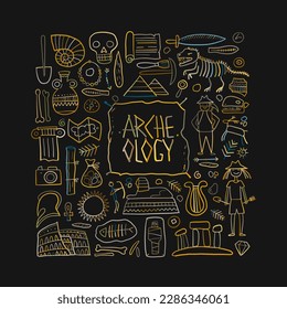Archeology ancient history. Art frame for your design