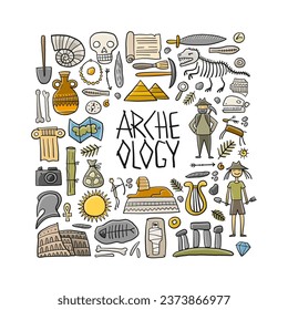 Archeology ancient history. Art frame for your design