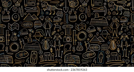 Archeology ancient history. Seamless Pattern Background for your design