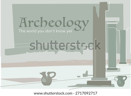 Archeology brochure cover, vector design