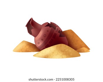 Archeology composition with isolated artifact image on blank background vector illustration