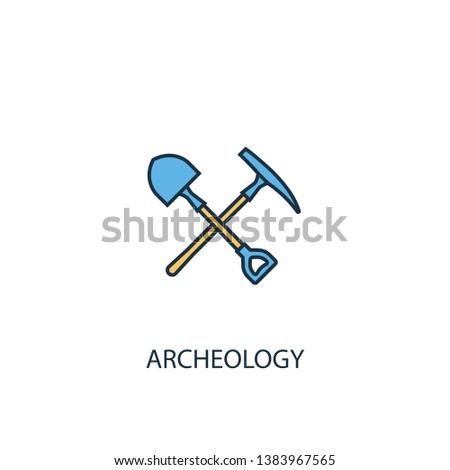 archeology concept 2 colored line icon. Simple yellow and blue element illustration. archeology concept outline symbol design