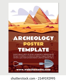 Archeology flyer poster card template. Vector flat graphic design illustration
