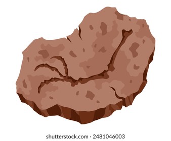 Archeology fossil stone with print of Jurassic dinosaur bones. Archeology reptile footprint, bone. Cartoon vector illustration