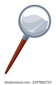 Archeology icon. Equipment graphic element for mobile game, magnifying glass object. Isolated archaeology vector illustration