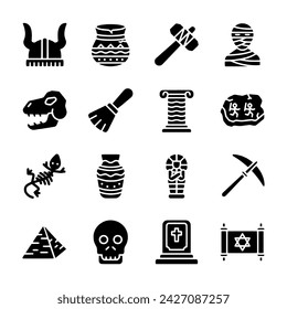 Archeology icon set isolated on white