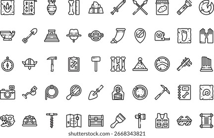 Ícones de arqueologia Coleção de ícones vetoriais de alta qualidade com traço editável. Ideal para projetos profissionais e criativos