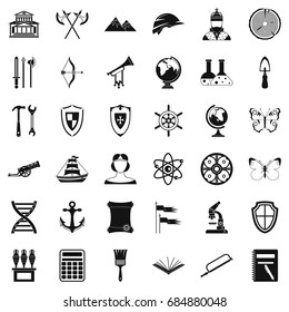 Archeology icons set, simple style